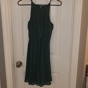 Hunter green short flowy dress francescas boutique